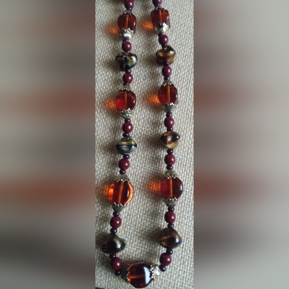 Erwin Pearl Amber /Orange Glass Beaded Rare Vintage Signed Necklace - Picture 8 of 14